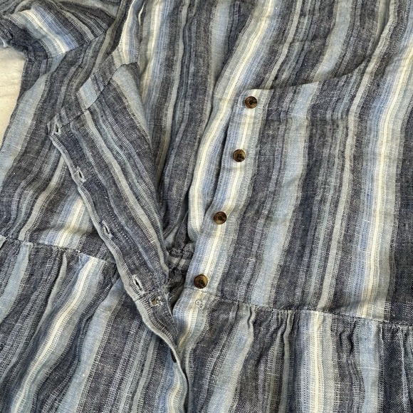 Lands End Blue Striped 100% Linen Scoop Neck Maxi Dress Size Small (6-8) - Picture 5 of 9